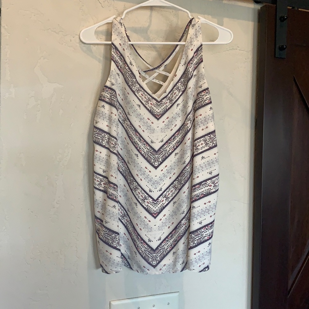 Cream color with pattern v neck tank top